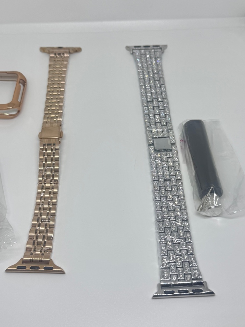 Rhinestone Silver & Rose Gold Metal Link Band Apple Watch 38/40/31/42 compatible
